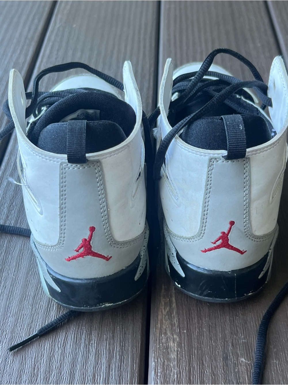 Jordan Kids High-Top Sneakers in White, Black & Red